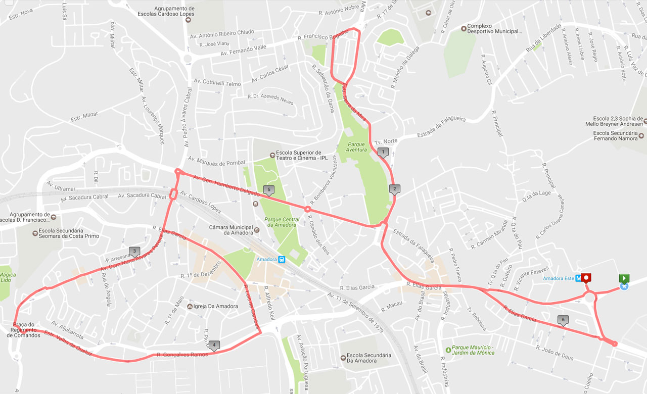 Percurso 10 Km São Silvestre da Amadora